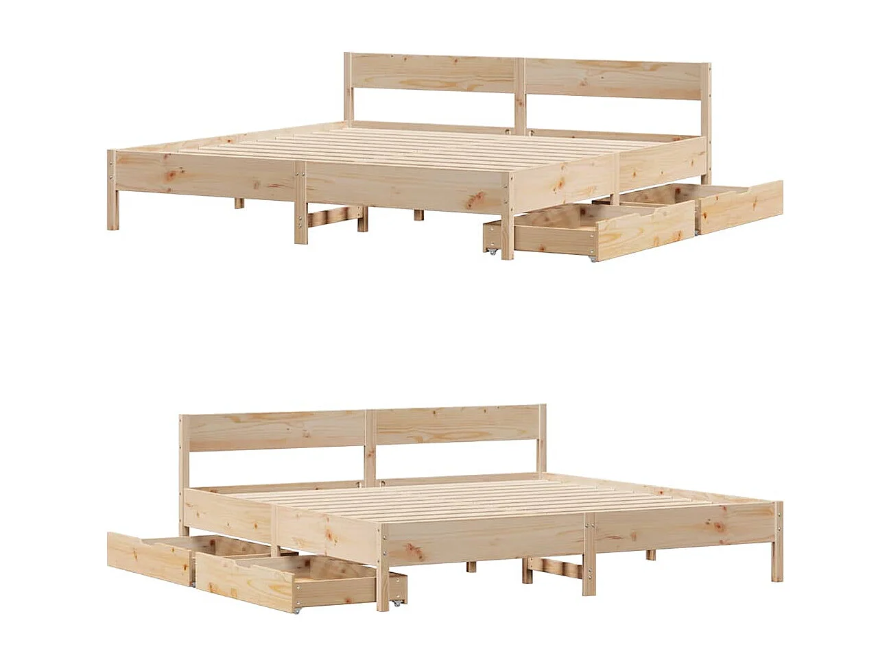 Struttura letto senza materasso 180x200 cm in legno massello di pino