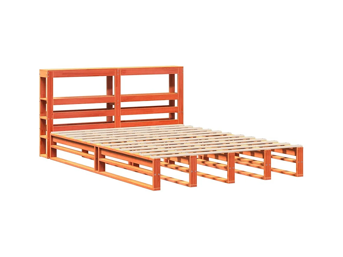 Bedframe zonder matras bruin gewaxt 120x190cm massief grenenhout