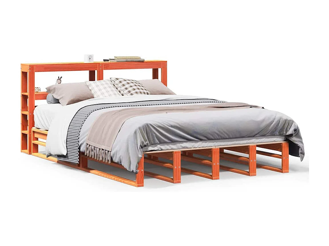 Struttura letto senza materasso cera marrone 120x190cm legno massello di pino