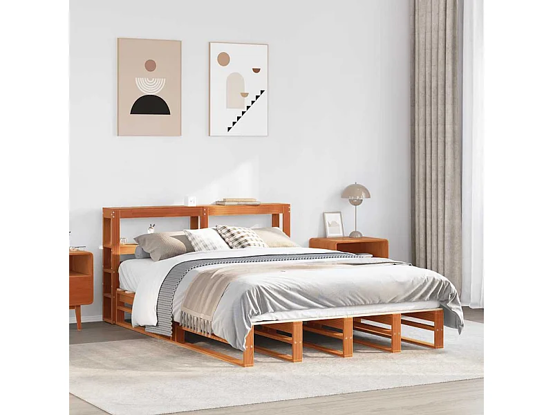 Struttura letto senza materasso cera marrone 120x190cm legno massello di pino