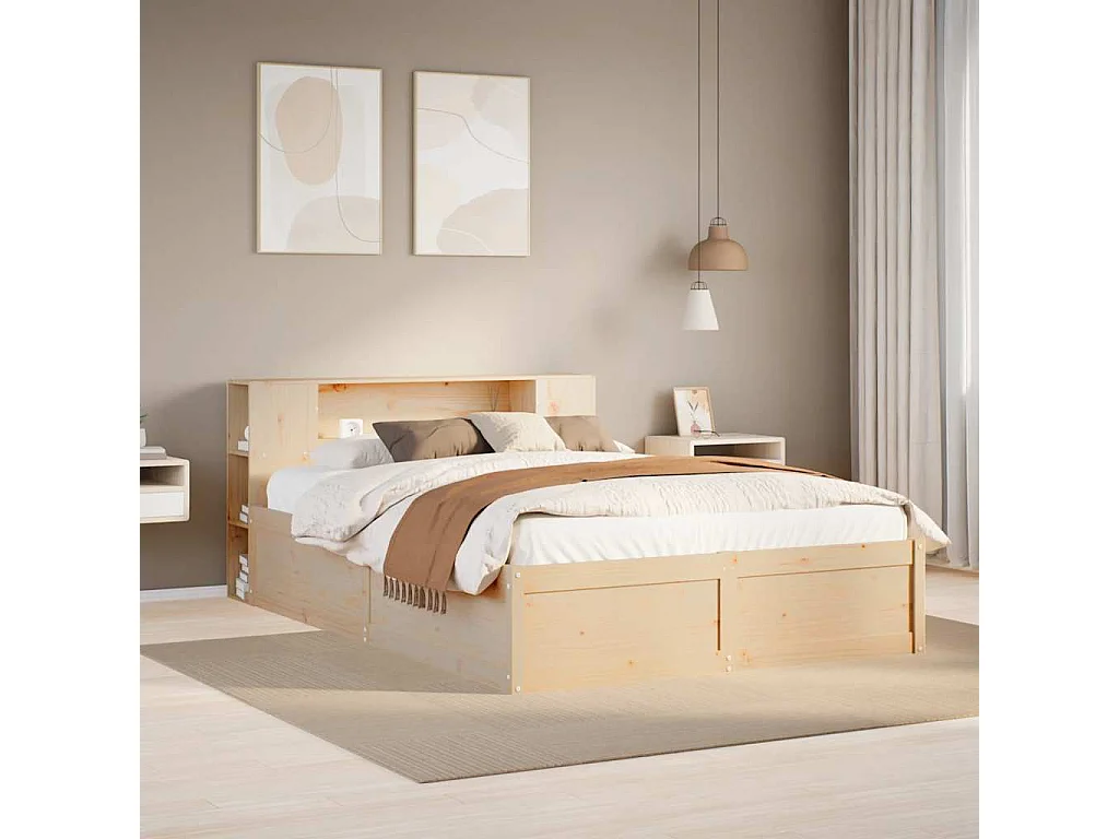 Cadre de lit sans matelas 135x190 cm bois de pin massif