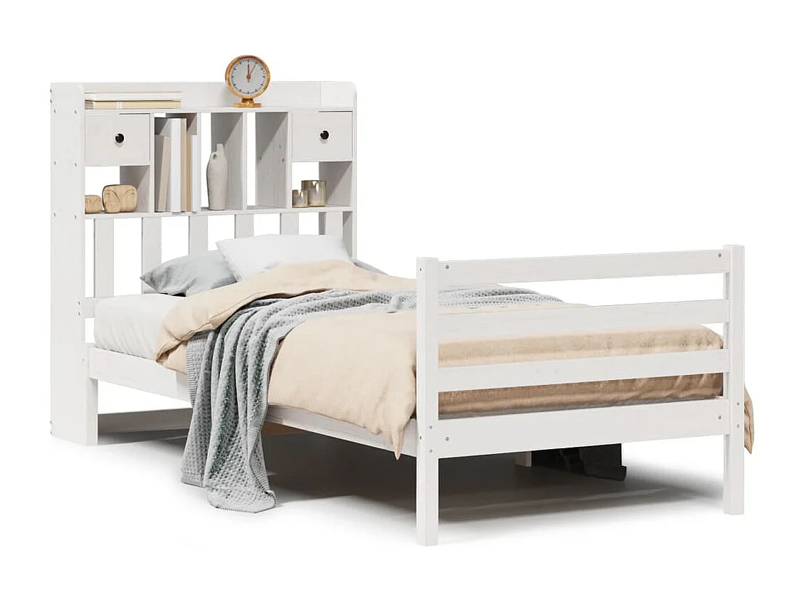 Weißes Regalbett ohne Matratze 75x190cm Massivholz Kiefer