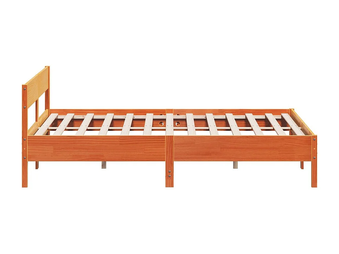Estructura de cama sin colchón, color marrón cera, 180x200cm, madera maciza de pino.