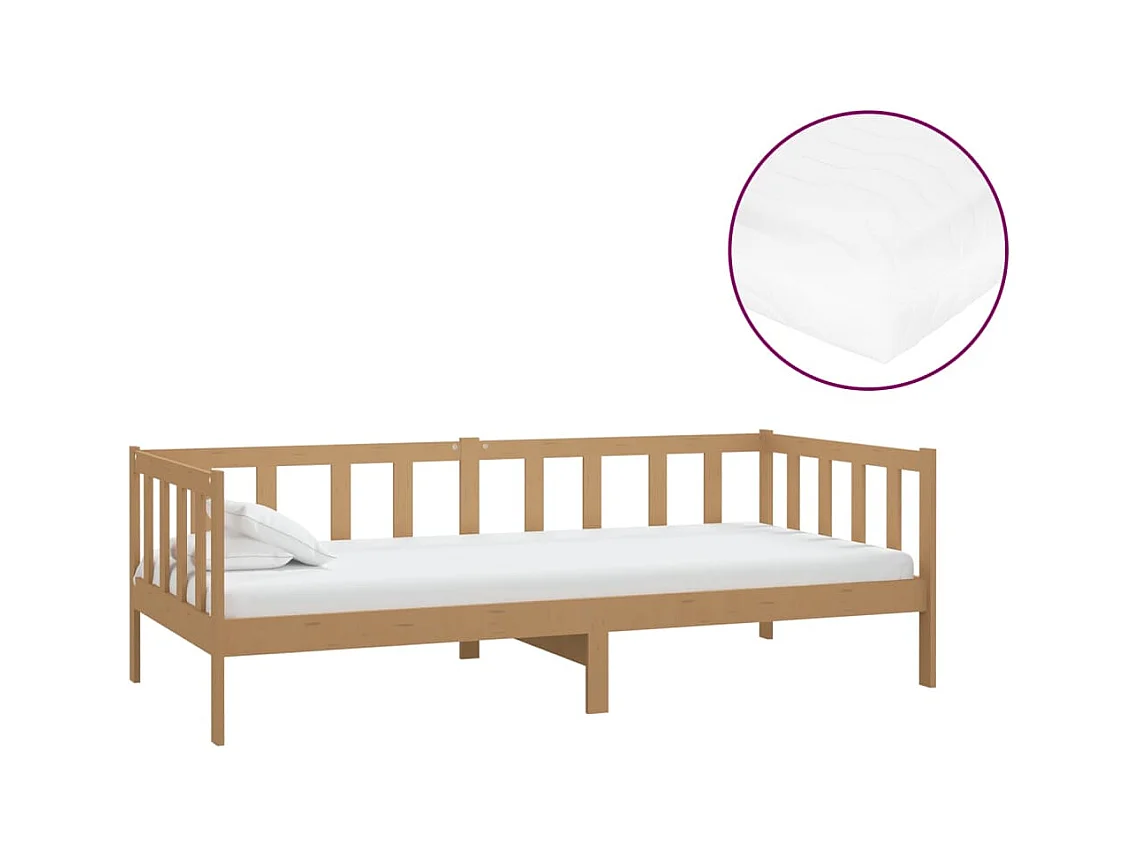 Divano letto e materasso 90x200cm Marrone miele Legno massello di pino