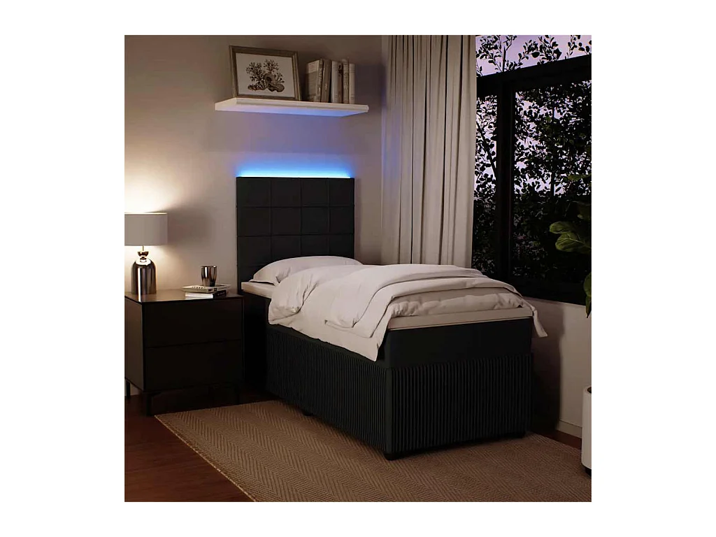 Lattenbodem en matras Zwart 80x200 cm Fluweel