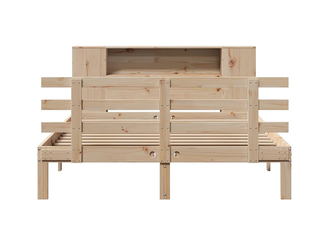Lit bibliothèque sans matelas 150x200 cm bois massif de pin