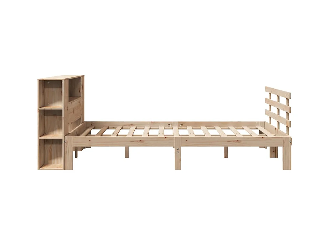 Lit bibliothèque sans matelas 150x200 cm bois massif de pin