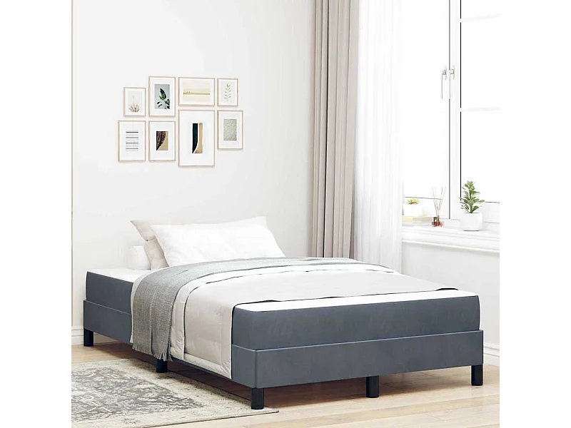 Letto a molle con materasso Grigio scuro 120 x 190 cm Velluto
