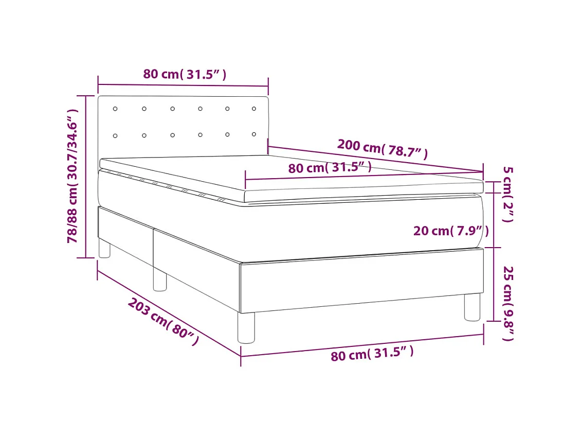 Lattenbodem met matras en LED Donkergroen 80x200cm