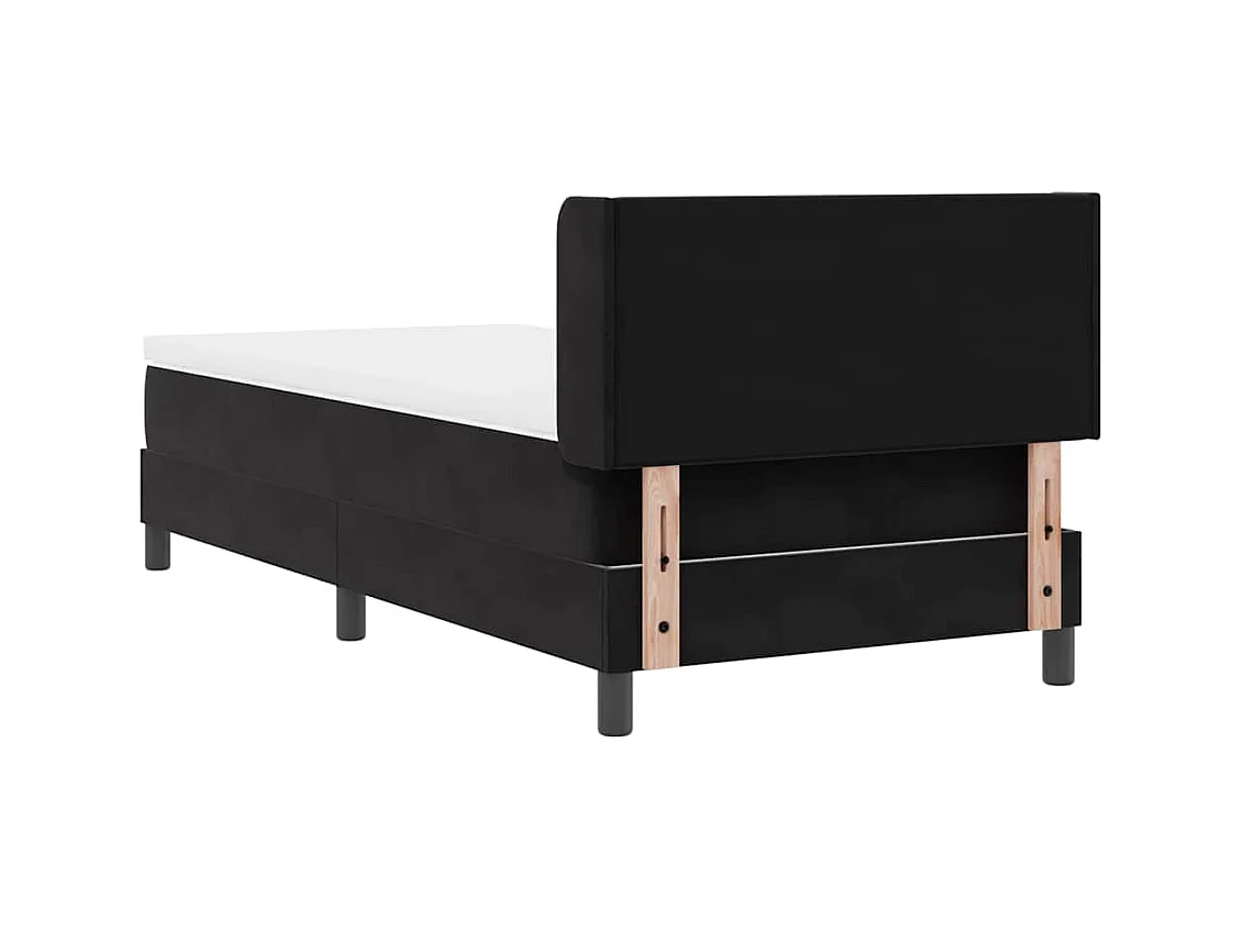Lit à ressorts avec matelas noir 100x200 cm en velours Noir