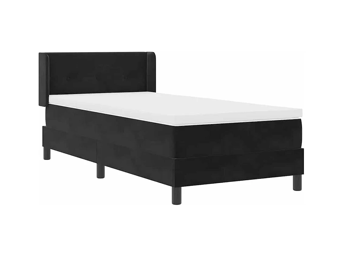 Lit à ressorts avec matelas noir 100x200 cm en velours Noir