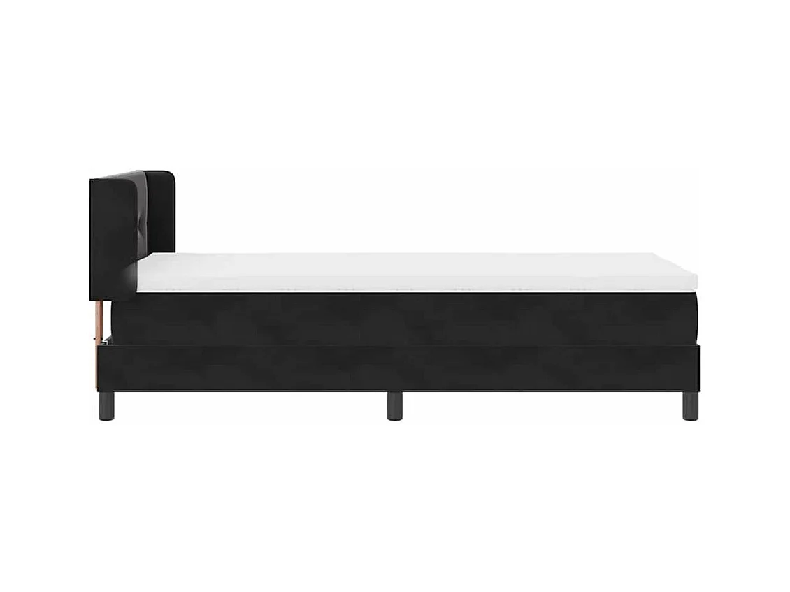 Lit à ressorts avec matelas noir 100x200 cm en velours Noir