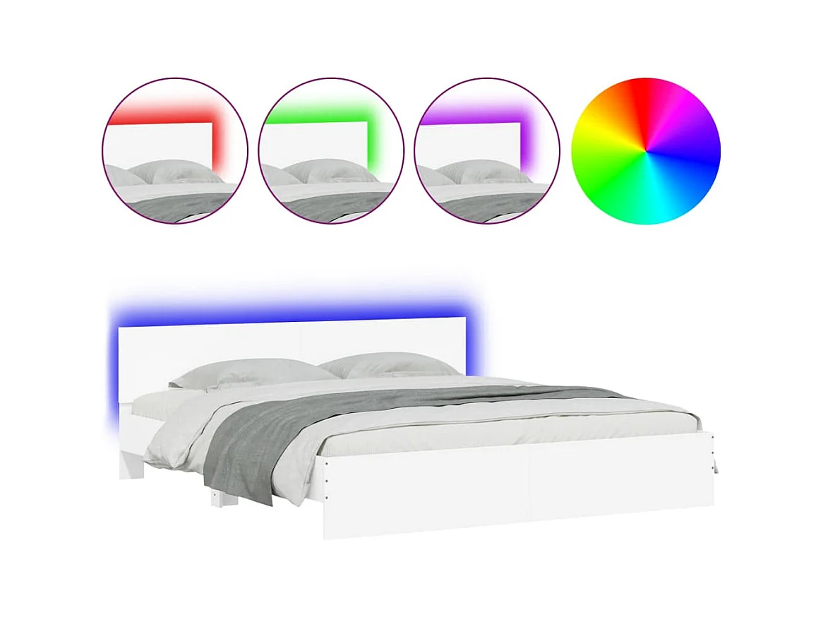 Struttura letto con LED senza materasso bianco 200x200 cm