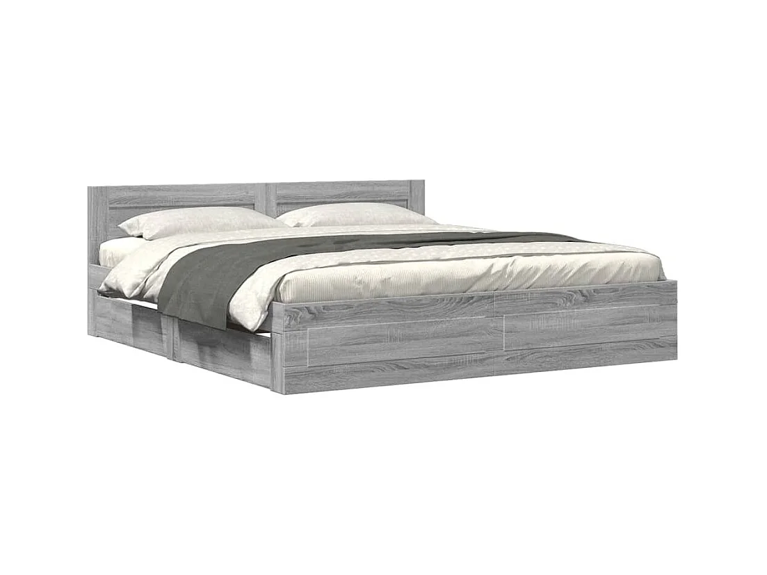 Bedframe hoofdbord zonder matras sonoma grijs 200x200 cm