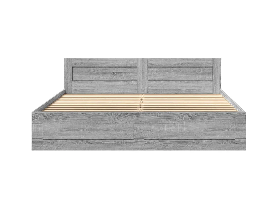 Bedframe hoofdbord zonder matras sonoma grijs 200x200 cm
