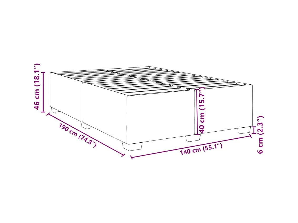 Bedframe zonder matras zwart 140x190 cm fluweel