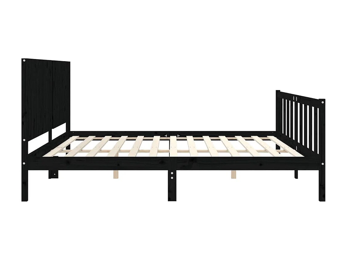 Estructura de cama sin colchón negra 200x200 cm madera maciza de pino