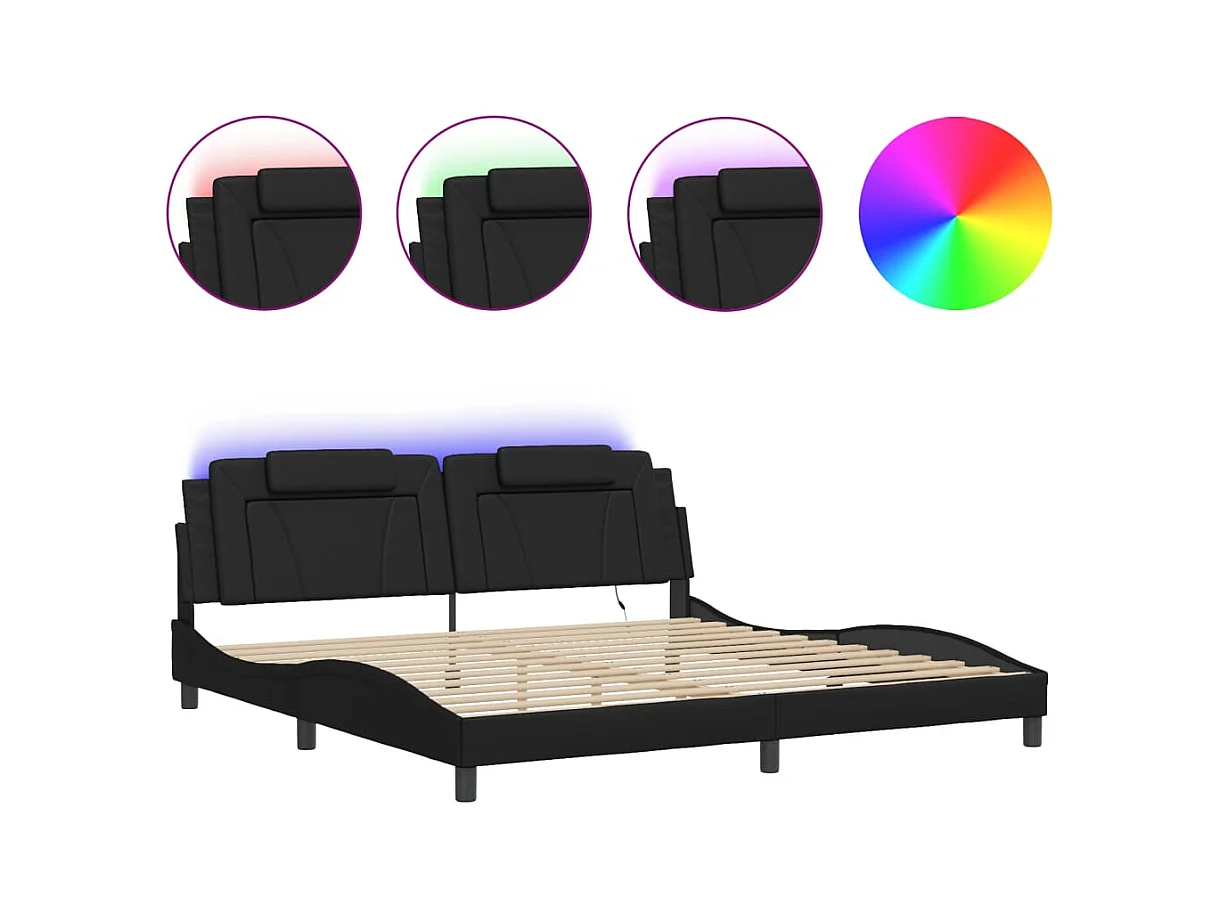 Bettgestell mit LED ohne Matratze schwarz 200x200 cm