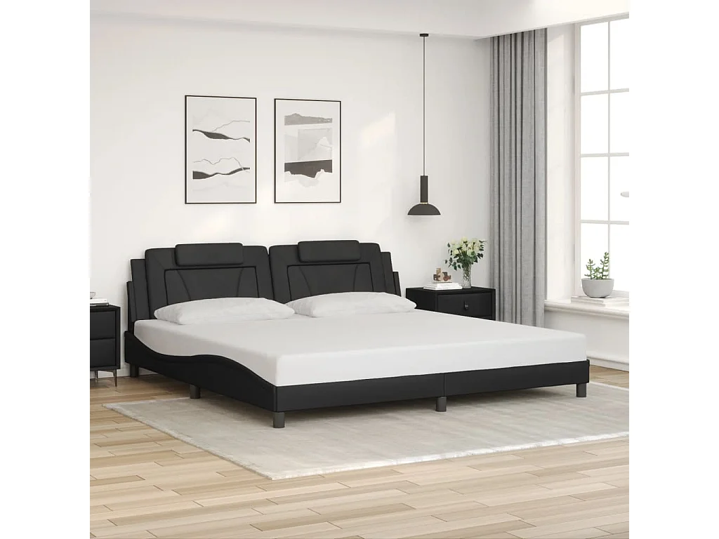 Cadre de lit avec LED sans matelas noir 200x200 cm