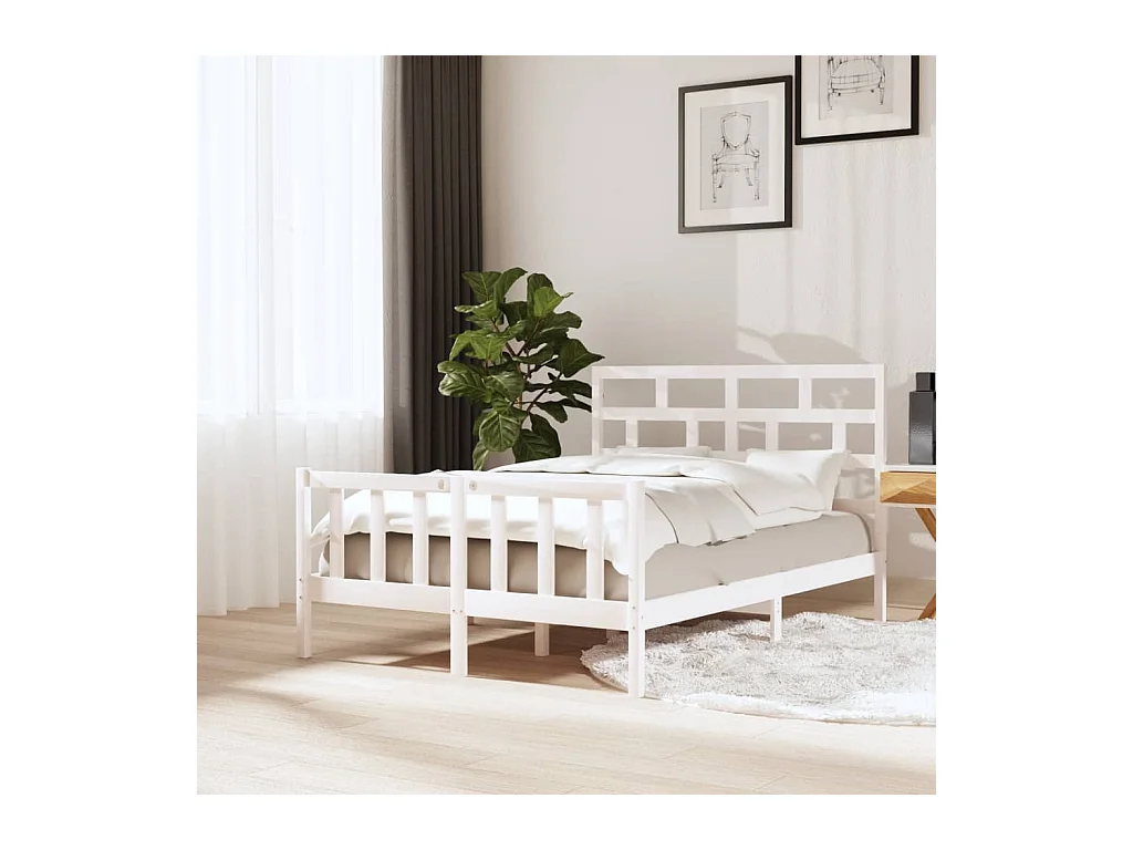 Cadre de lit sans matelas blanc bois massif 120x200 cm