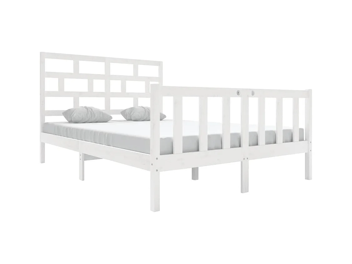 Cadre de lit sans matelas blanc bois massif 120x200 cm