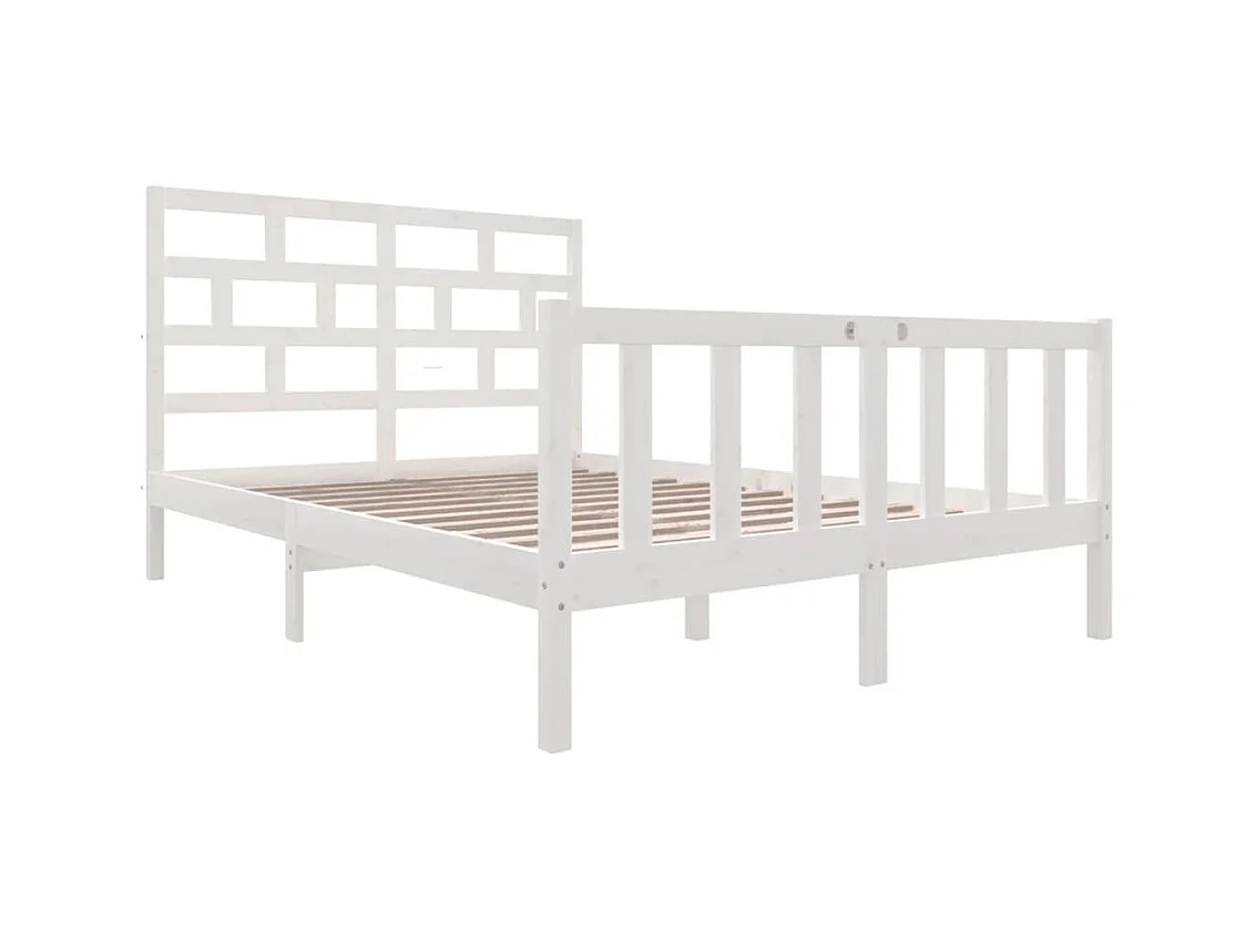 Cadre de lit sans matelas blanc bois massif 120x200 cm