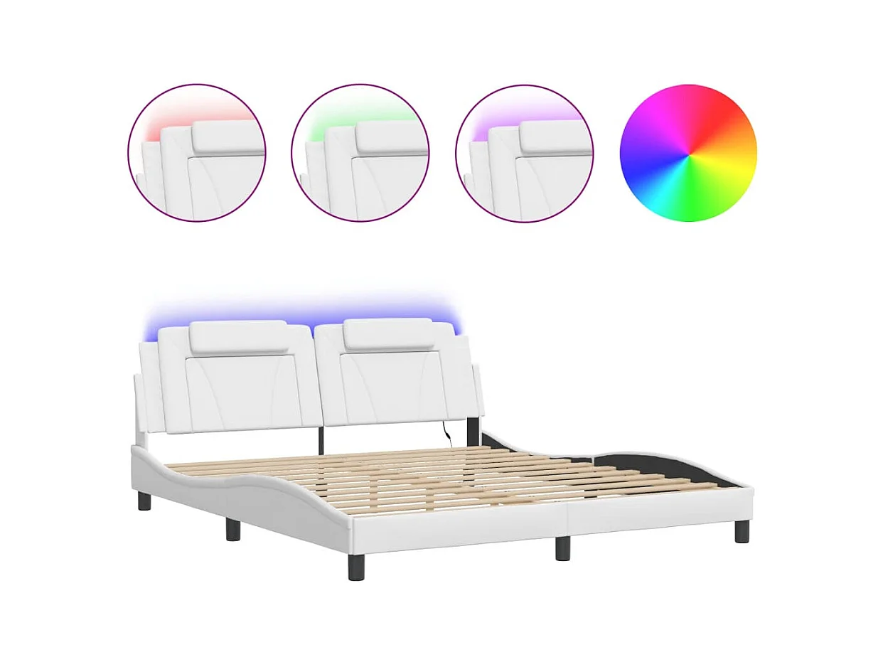 Cadre de lit avec LED sans matelas blanc 180x200 cm