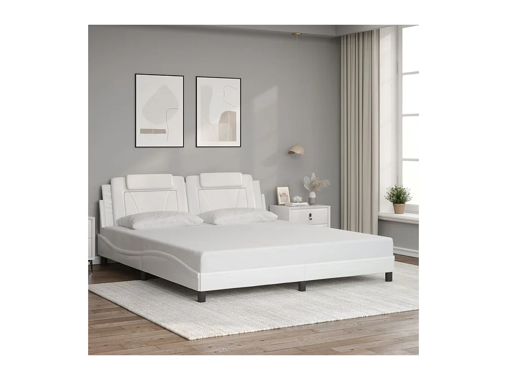 Cadre de lit avec LED sans matelas blanc 180x200 cm