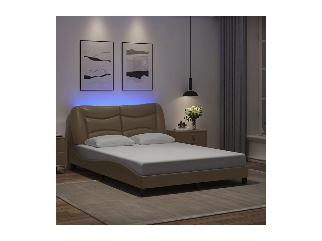 Bedframe met LED zonder matras cappuccino 120x200 cm