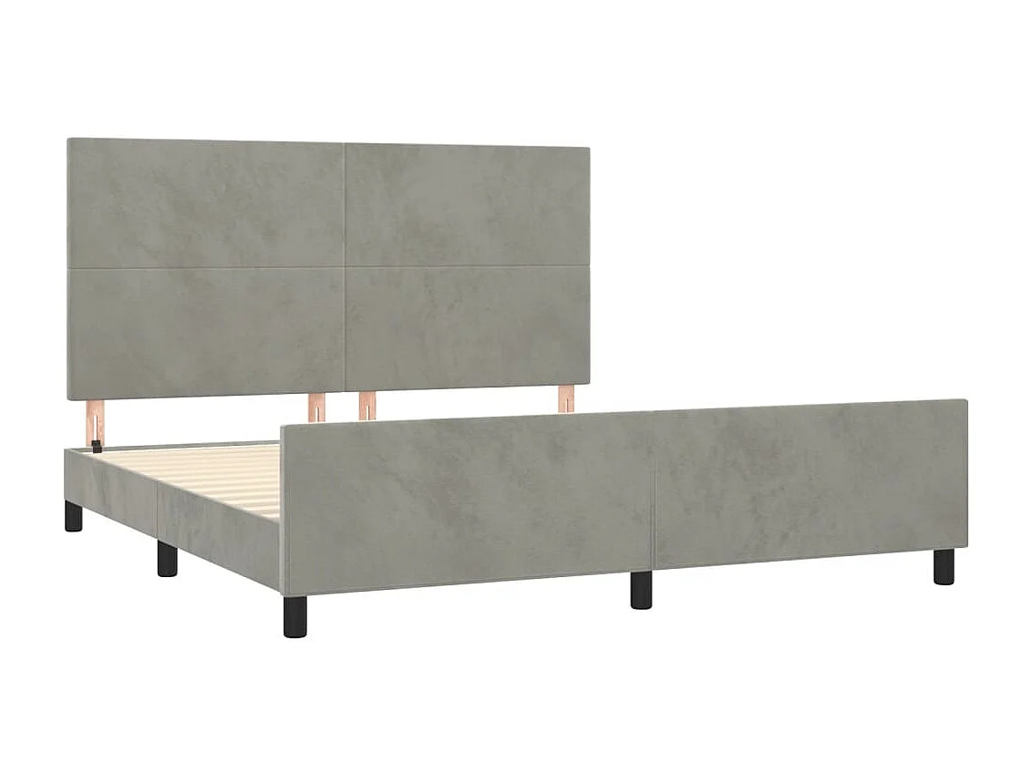 Cadre de lit sans matelas gris clair 160x200 cm velours