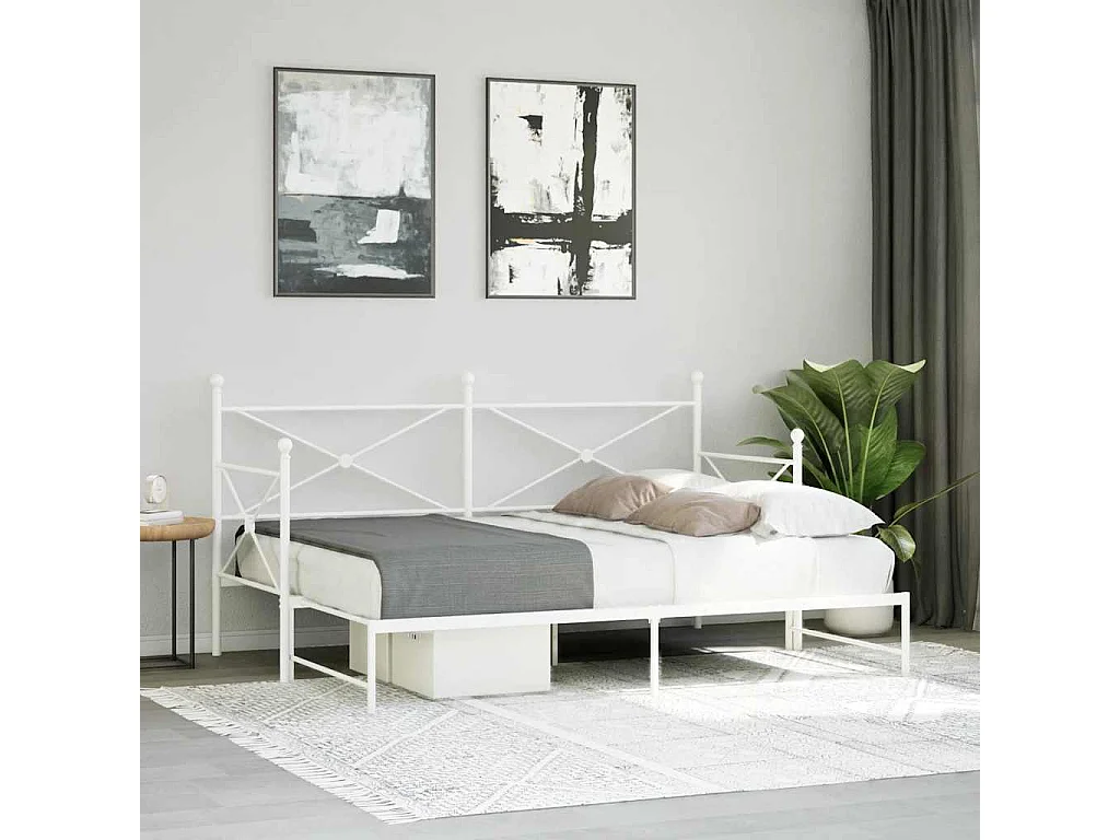 Divano letto con letto estraibile senza materasso bianco 90x200 cm acciaio