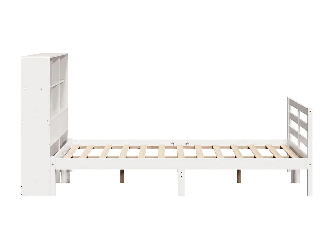 Cama librería blanca sin colchón 140x200 cm madera maciza de pino