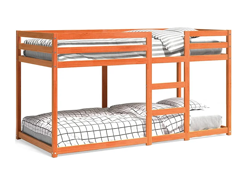 Stapelbed zonder matras bruin gewaxt 90x200 cm massief grenen