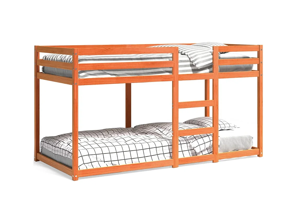 Stapelbed zonder matras bruin gewaxt 90x200 cm massief grenen