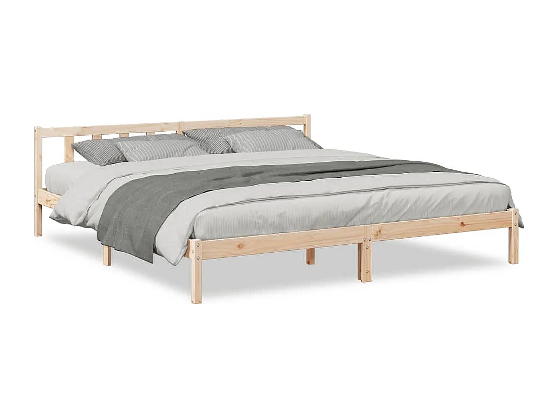 Estructura de cama extra larga sin colchón 200x220 cm madera maciza de pino