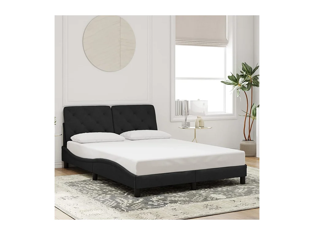 Cadre de lit avec LED sans matelas noir 120x200 cm velours