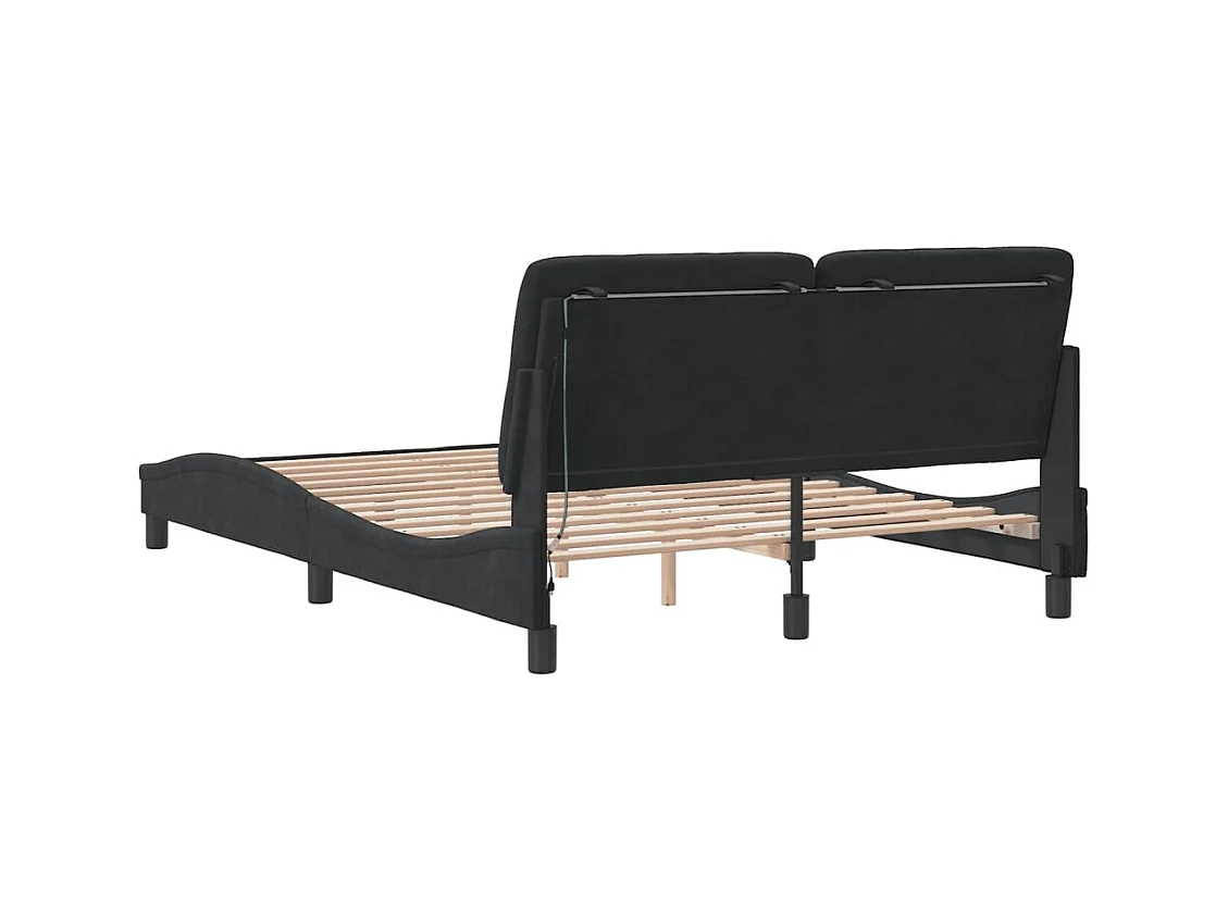 Cadre de lit avec LED sans matelas noir 120x200 cm velours