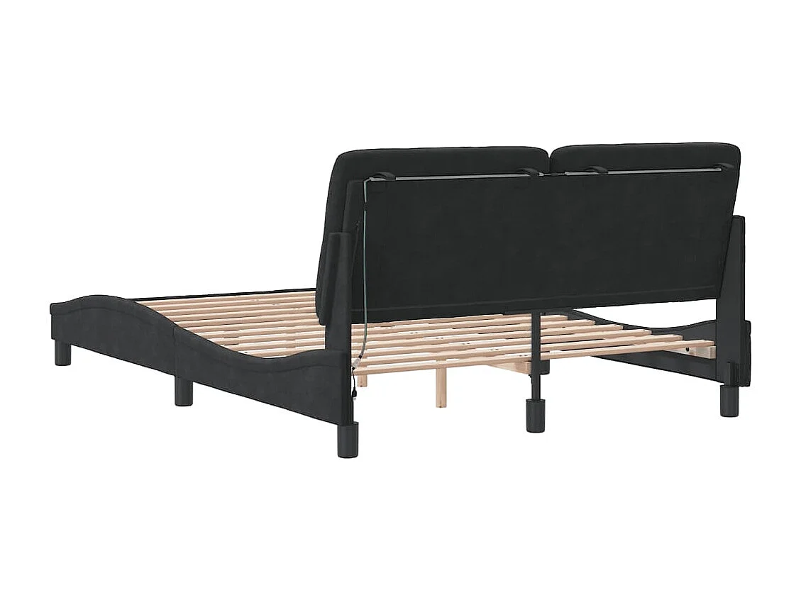 Cadre de lit avec LED sans matelas noir 120x200 cm velours