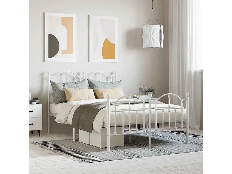 Metalen bedframe zonder matras en voeteneinde wit 120x190 cm