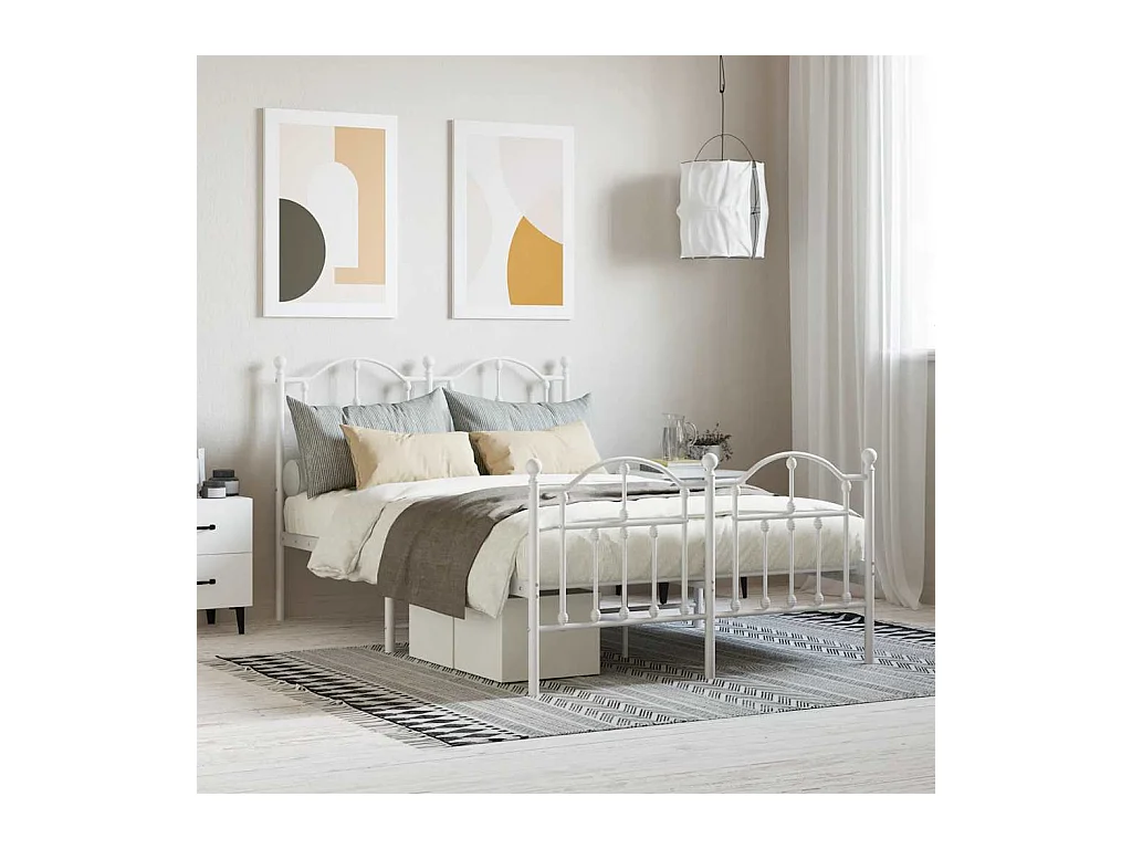 Metalen bedframe zonder matras en voeteneinde wit 120x190 cm