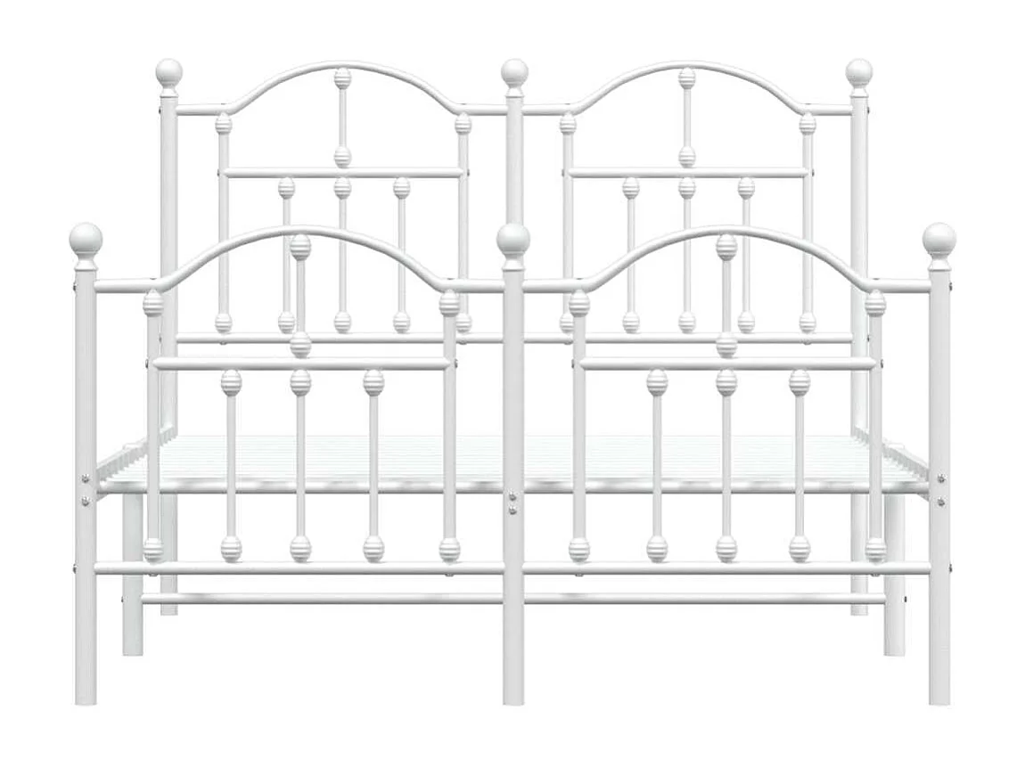 Cadre de lit métal sans matelas et pied de lit blanc 120x190 cm