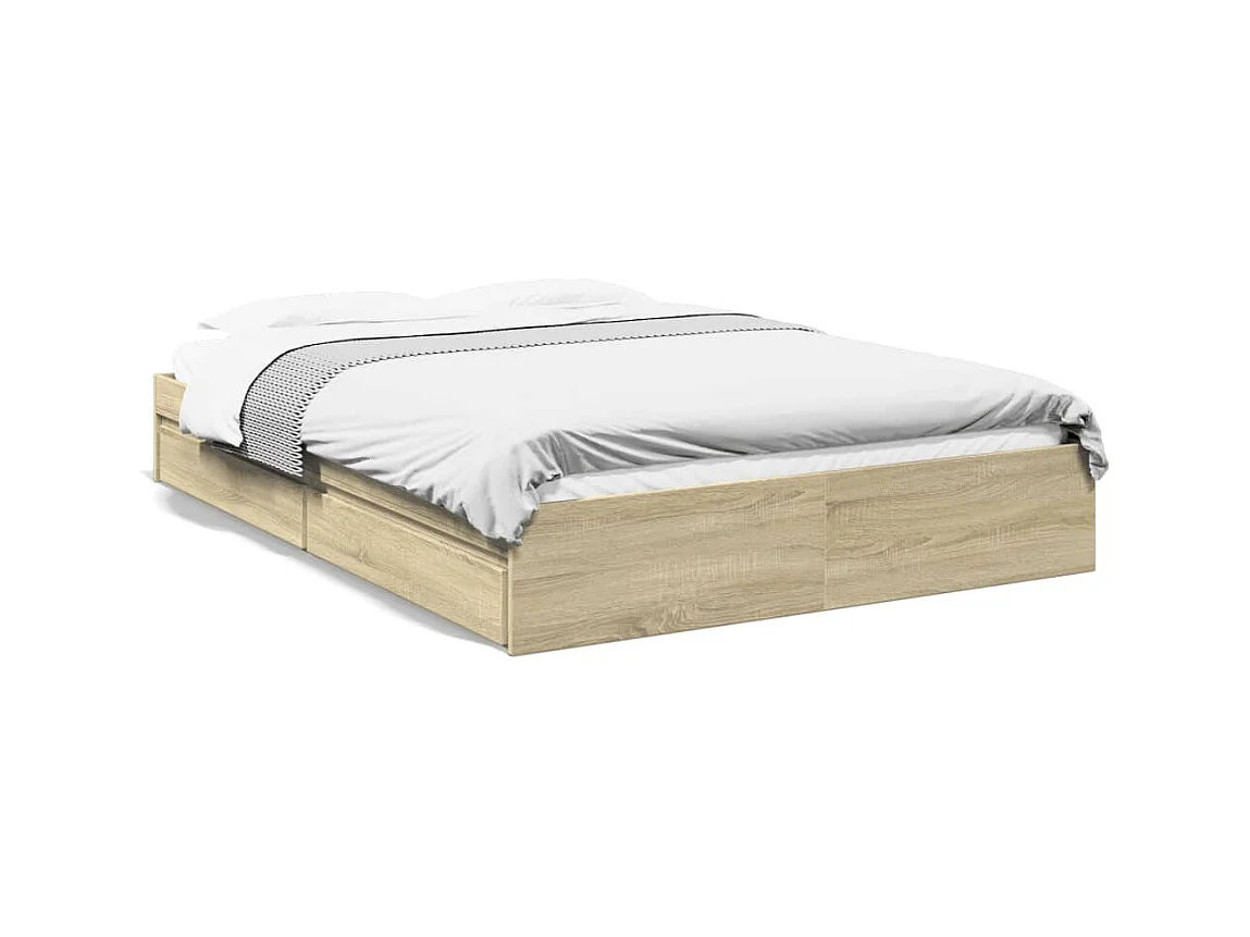 Struttura letto con cassetti senza materasso rovere sonoma 150x200 cm