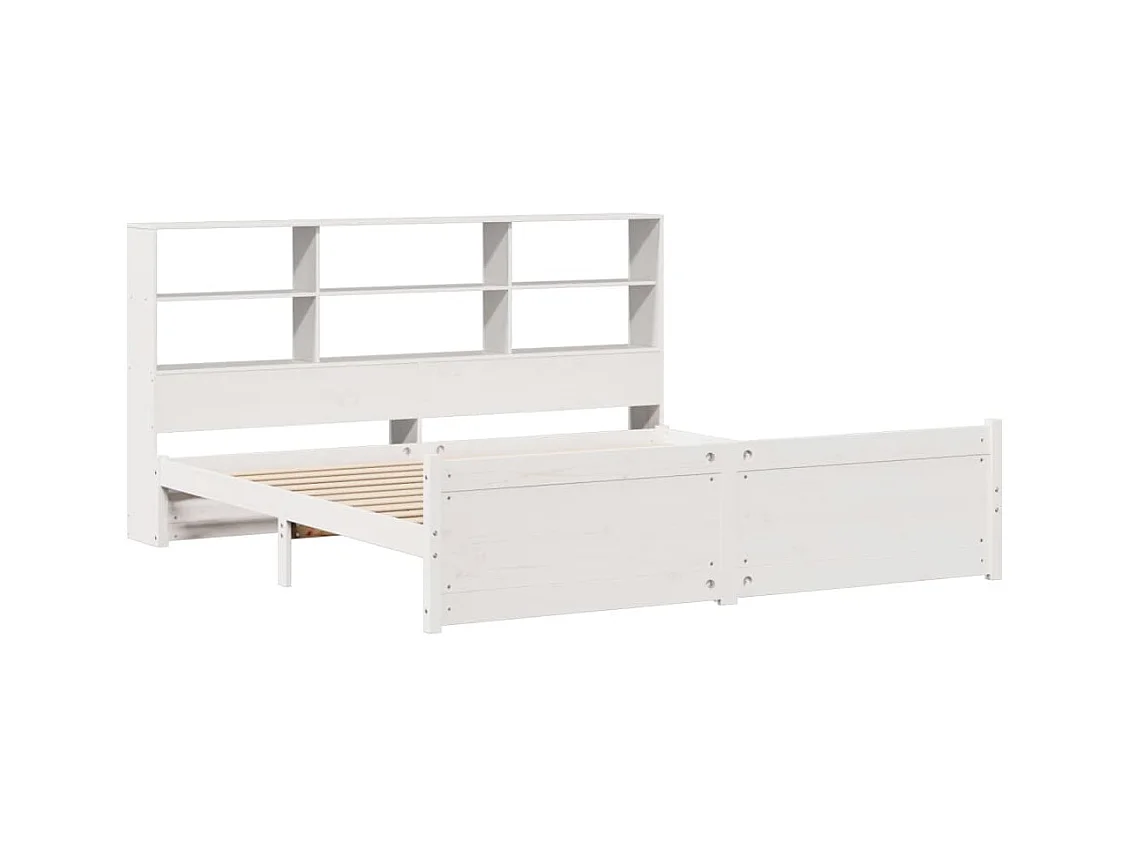 Cama librería blanca sin colchón 180x200 cm madera maciza de pino