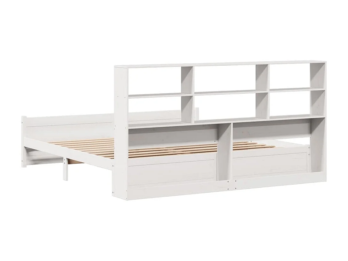 Cama librería blanca sin colchón 180x200 cm madera maciza de pino