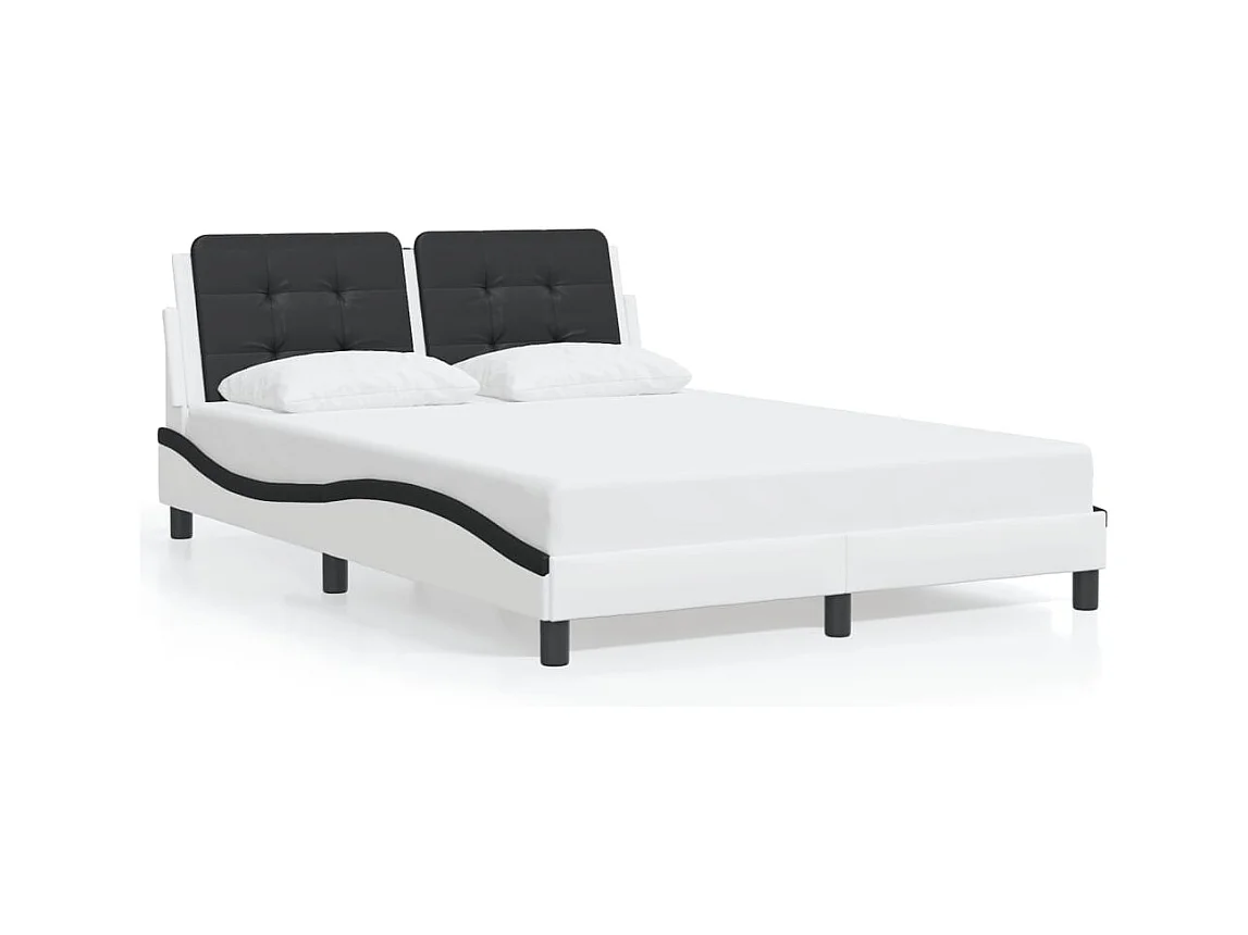 Bettgestell mit LED ohne Matratze weiß und schwarz 140x200 cm