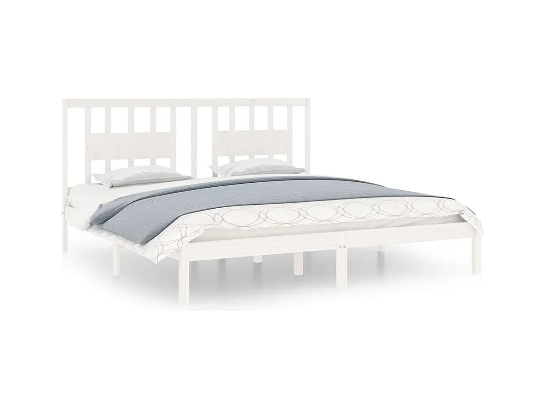 Bedframe zonder matras wit massief hout 200x200 cm