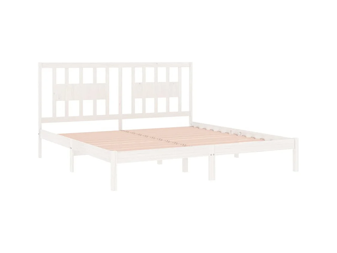 Bedframe zonder matras wit massief hout 200x200 cm