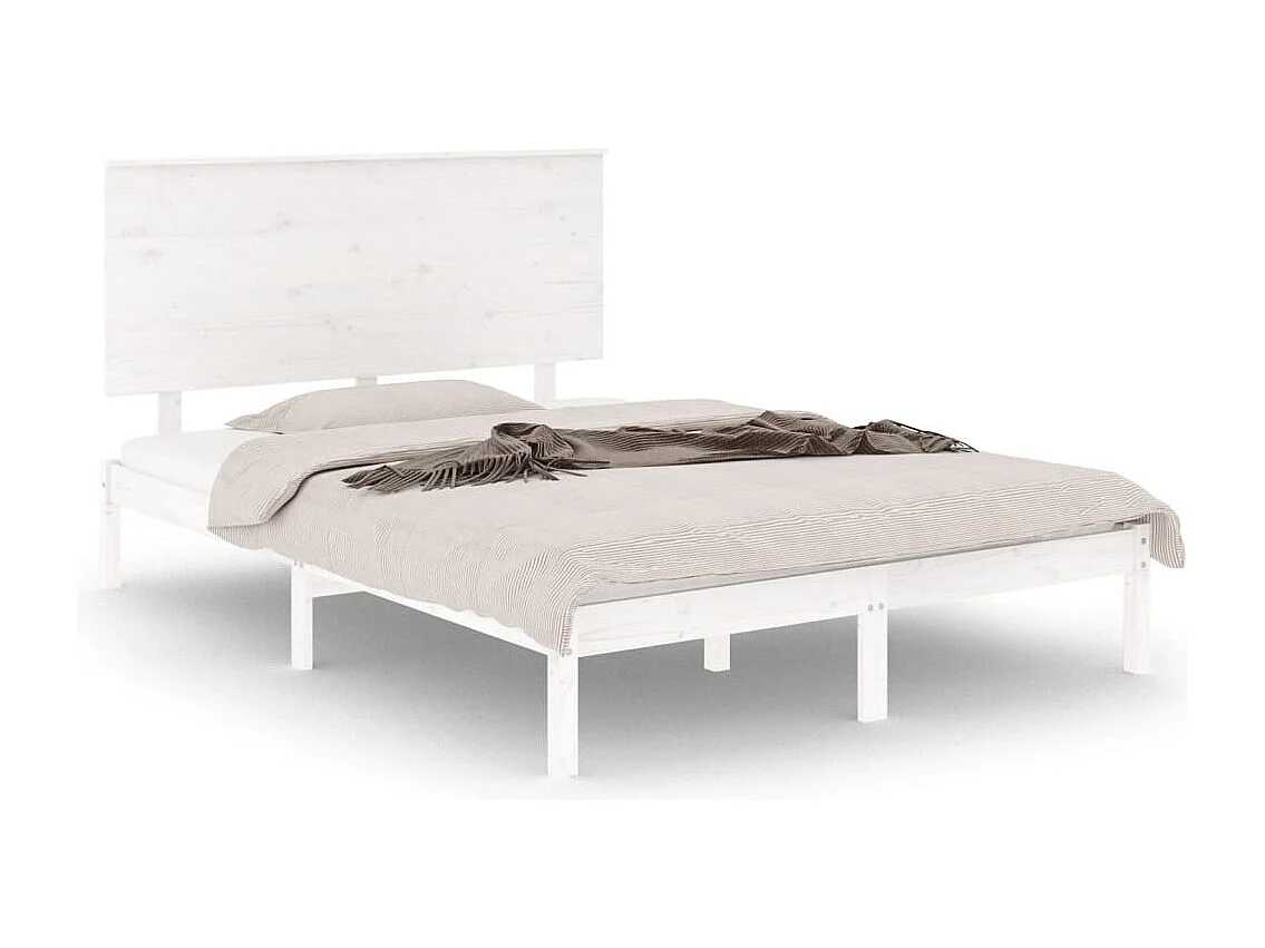 Estructura de cama sin colchón blanca 140x190 cm madera maciza de pino