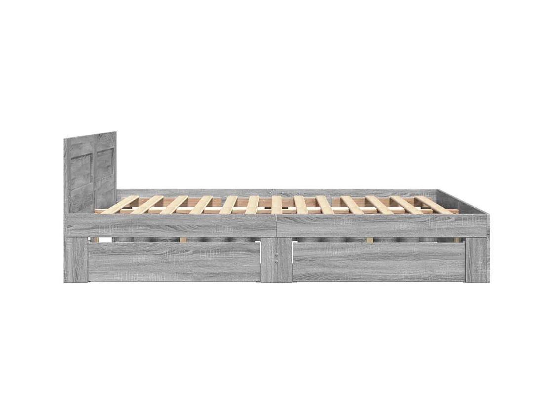 Bedframe en hoofdbord zonder matras Sonoma grijs 120x200 cm