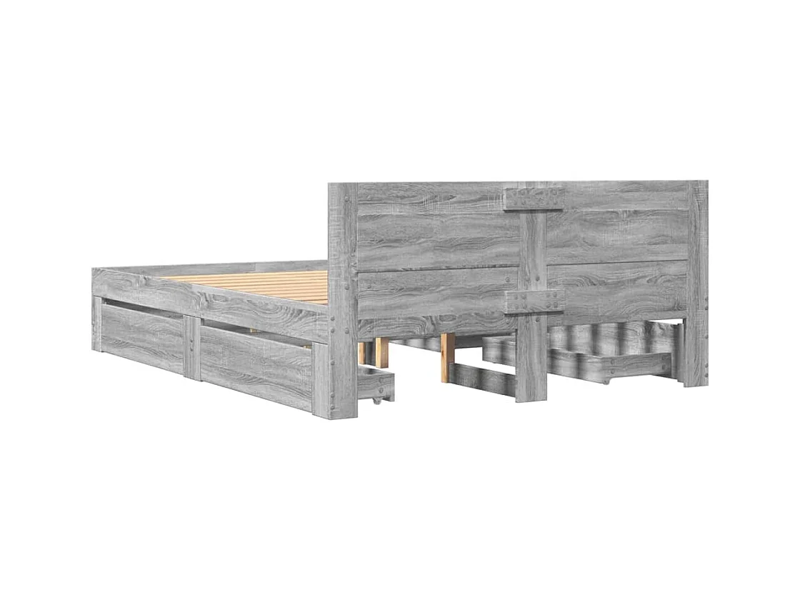 Bedframe en hoofdbord zonder matras Sonoma grijs 120x200 cm